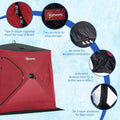 Outsunny 2 Person Insulated Ice Fishing Shelter Pop Up Portable Ice Fishing Tent With Carry Bag And Anchors For Lowest Temps 22 , Red Red Fabric