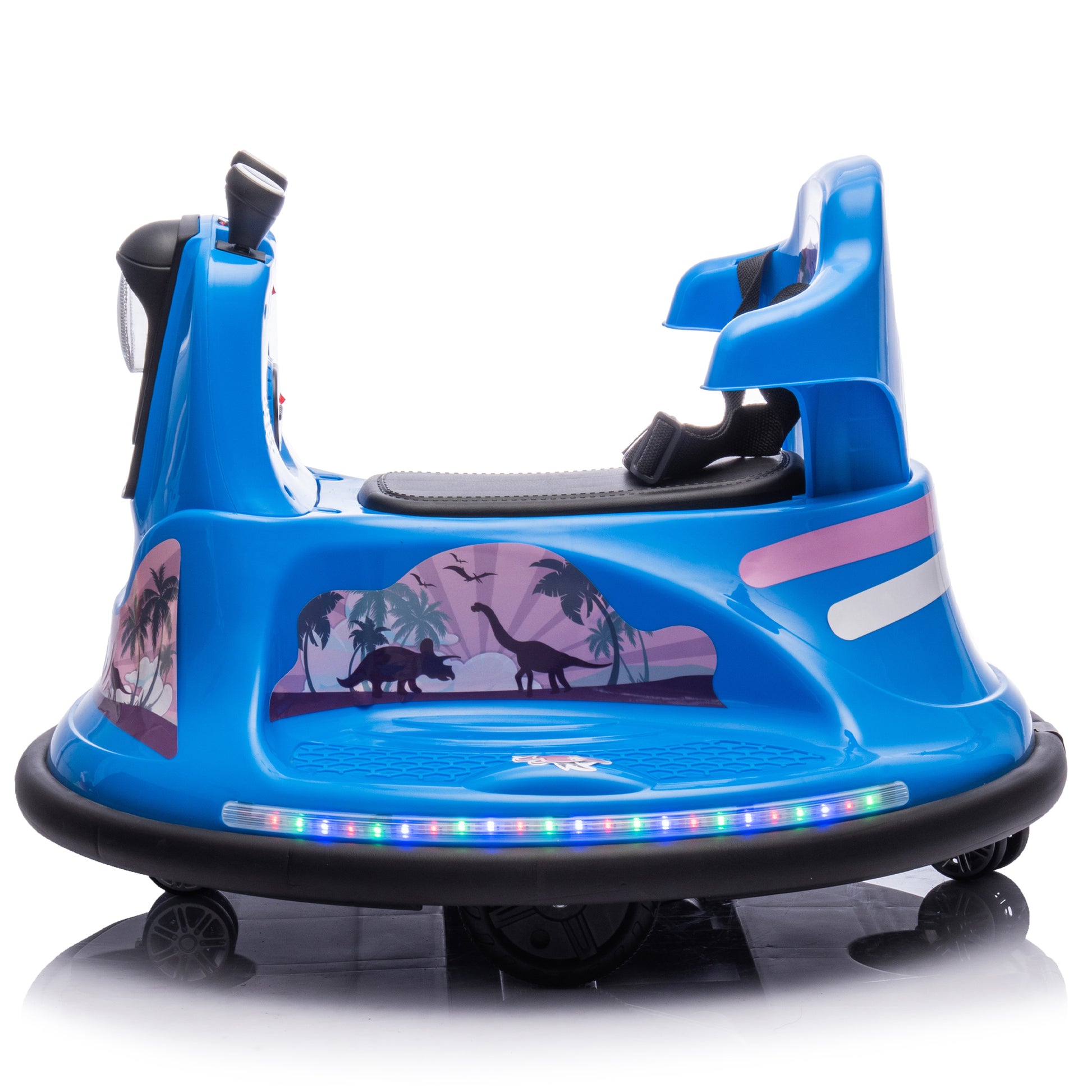 12V Kids Ride On Bumper Car W Parents Control,Rotate 360 Degrees,Two Handed Switch For Direction Control,Bumper Strip,Light Belt,Mp3 Music,Bluetooth,Provide A Speed Of 0.75Mph For Kids Of 2 5 Blue