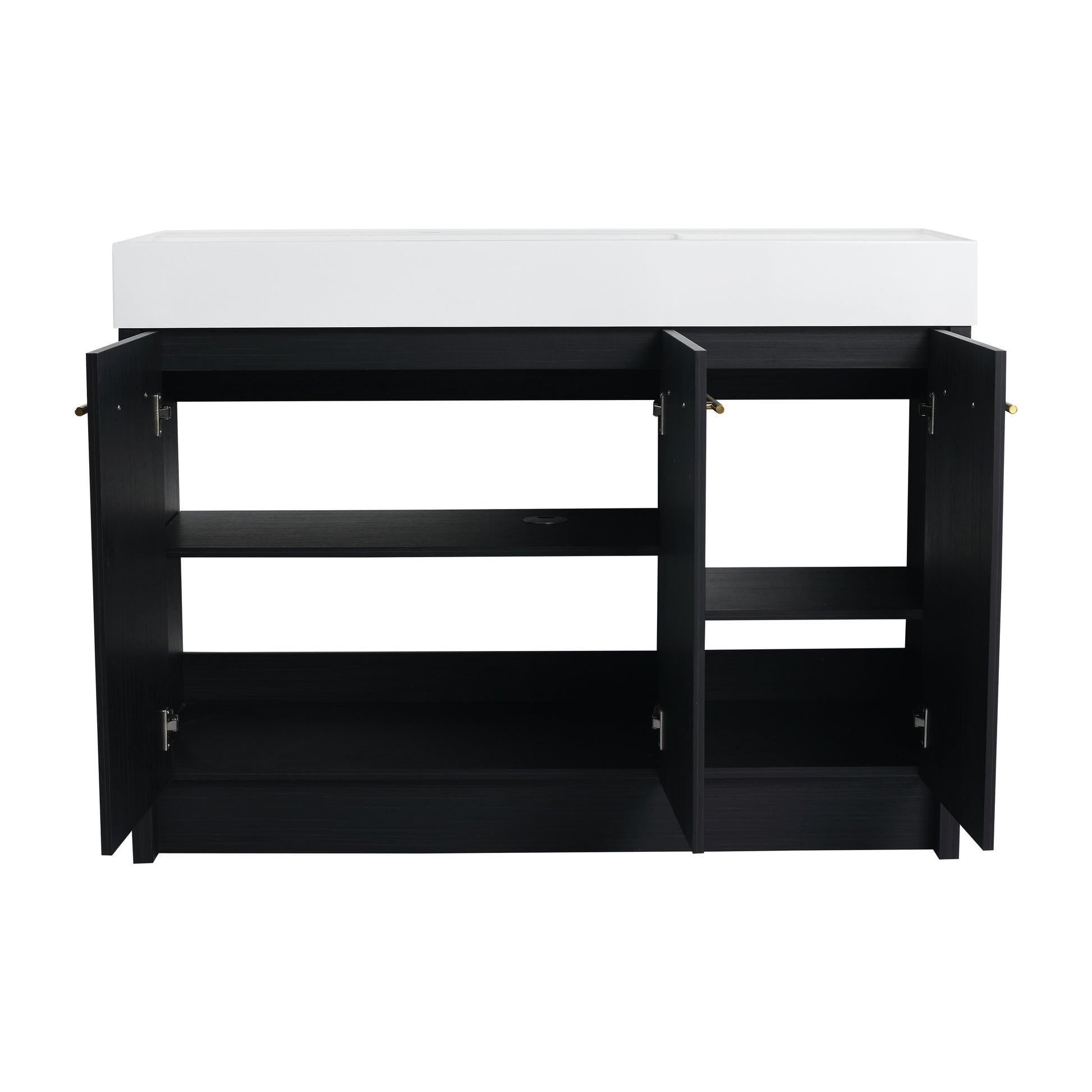 48 Inch Freestanding Bathroom Vanity With Resin Sink, With Soft Closing Door, Kd Package Black Chestnut Bathroom Modern Plywood