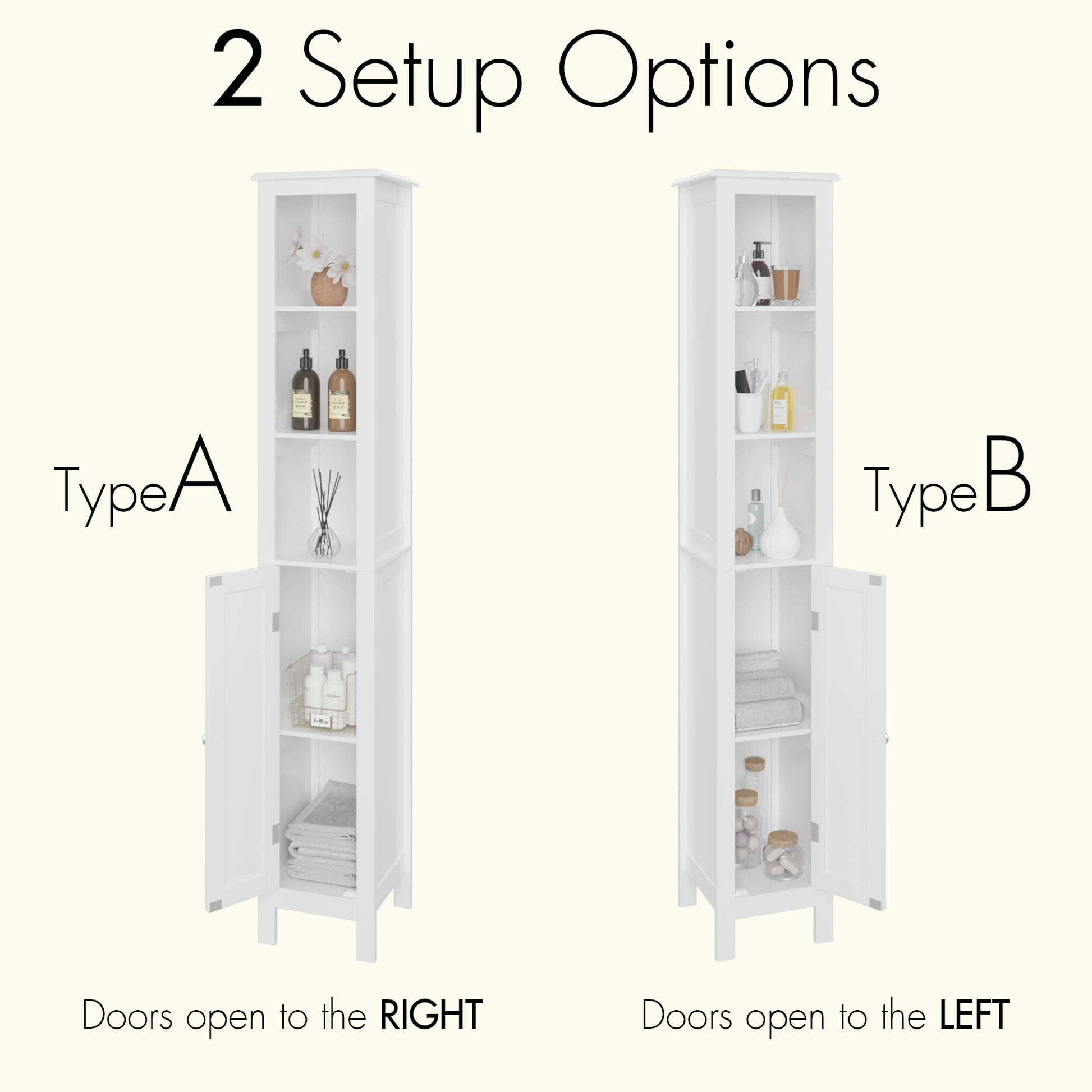 66.92" Tall Bathroom Storage Cabinet With Adjustable Shelves,1 Doors Freestanding Cabinet With Anti Tip, Open Compartments, For Home, Small Spaces, Bathroom,Kitchen, Living Room, White White 1 3 60 In & Above Mdf