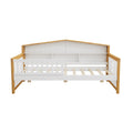 Twin Size House Shape Daybed With Trundle And Bookcase Headboard Wooden Bed For Girls Boys Teens, No Box Spring Needed, Walnut And White Box Spring Not Required Twin White Walnut Wood Bedroom Cute Pine Bed Frame Wood