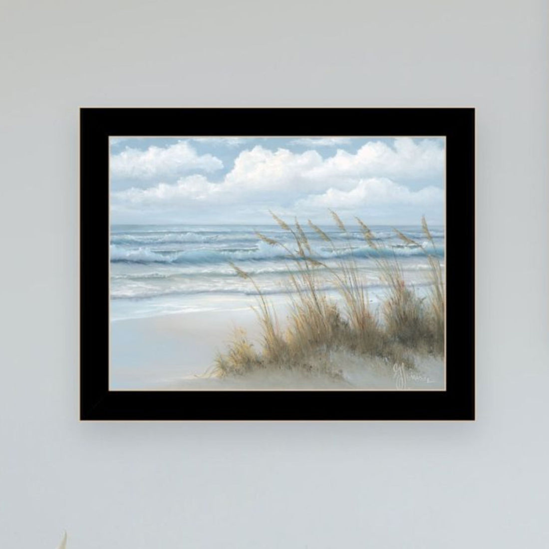 "Winds Of The Ocean Blowing The Palm Trees And Sea Oats" Framed Wall Art For Living Room, Wall Art Print For Home Decor, Bedroom Wall Art By Georgia Janisse Multicolor Wood Paper