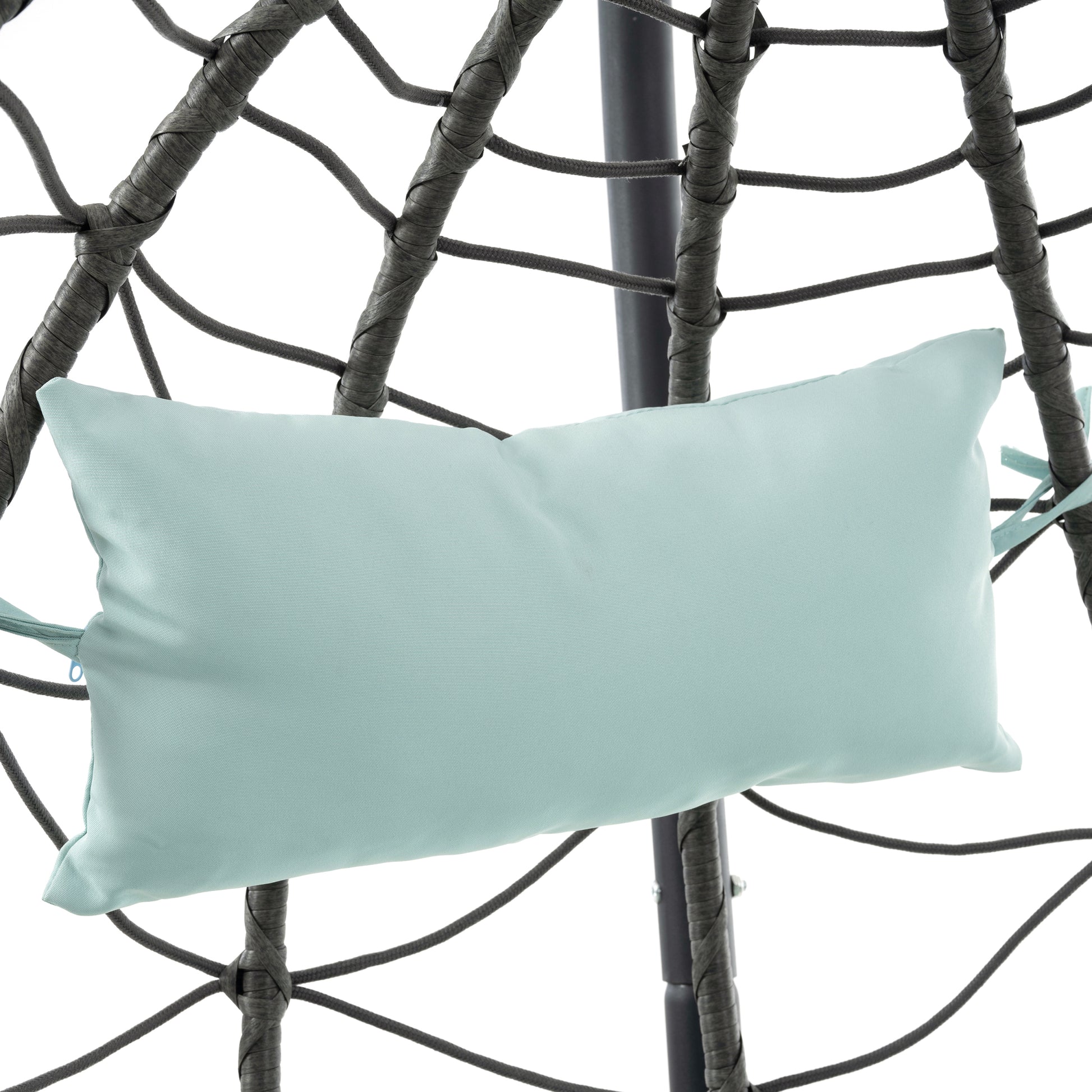 Egg Chair With Stand Indoor Outdoor Swing Chair Patio Wicker Hanging Egg Chair Hanging Basket Chair With Stand For Bedroom Living Room Balcony Gray Steel