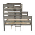 Wood Twin Xl Over Queen Bunk Bed With Ladder, Gray Twin Xl Box Spring Not Required Gray Wood Bedroom Bunk Solid Wood Mdf