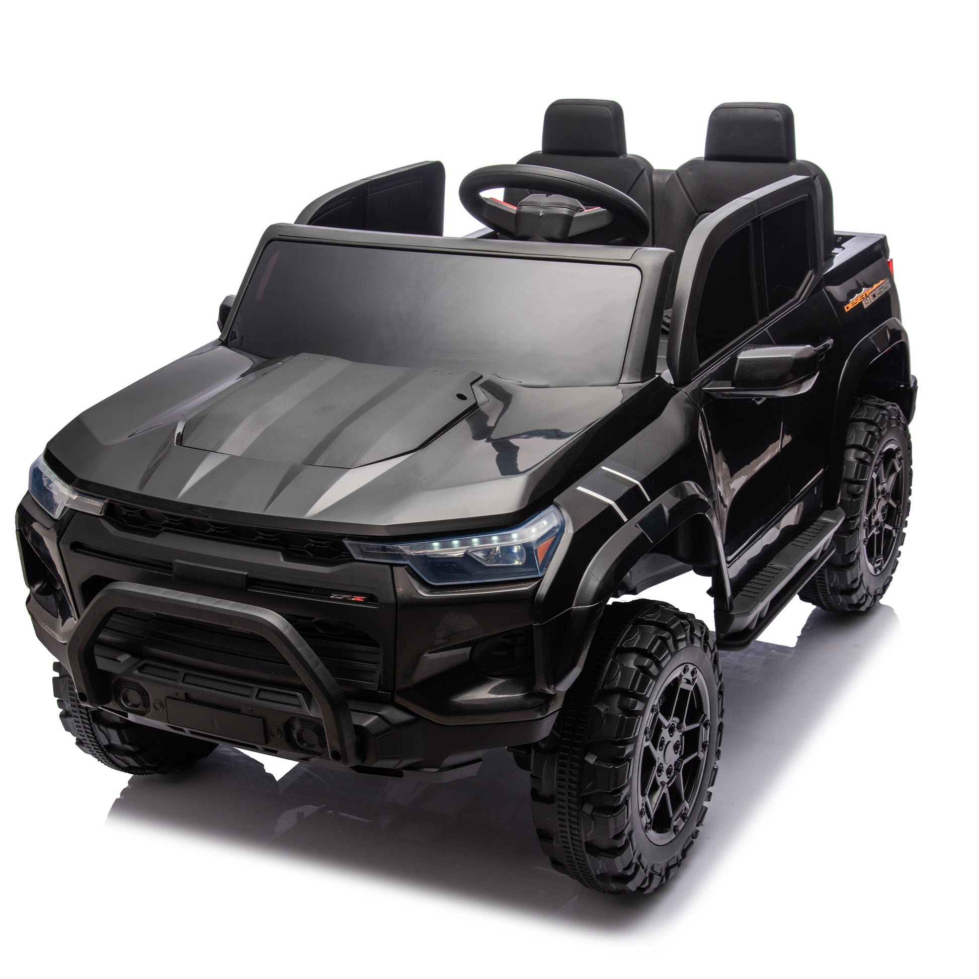 24V10A Two Seater Kids Ride On Electric Pickup, Kids Ride On Toy W Parents Remote Control,4Wd 800W Motors,Two Safety Belts,High Gate Safety Design,Usb,Bluetooth, Speed 2.49 3.73Mph For Kids Aged 3 . Black 50 99 Lbs Polypropylene