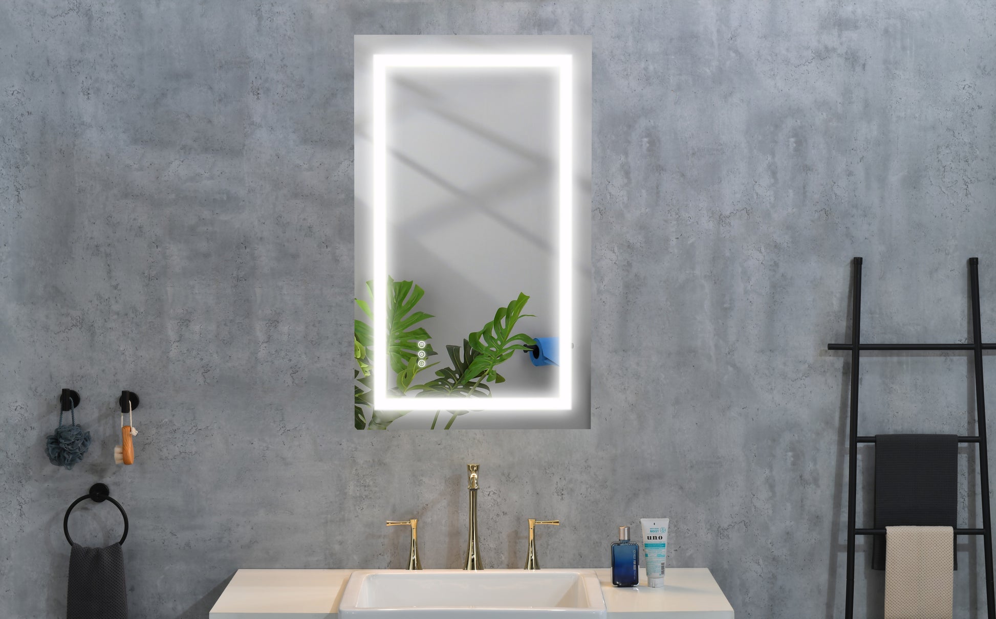 Led Bathroom Mirror 40 "X26" With Front And Backlight, Large Dimmable Wall Mirrors With Anti Fog, Memory, 3 Colors, Led Vanity Mirror White Aluminium