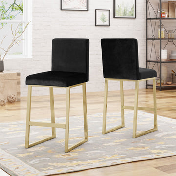 Barstool Set Of 2 Pcs Black Velvet