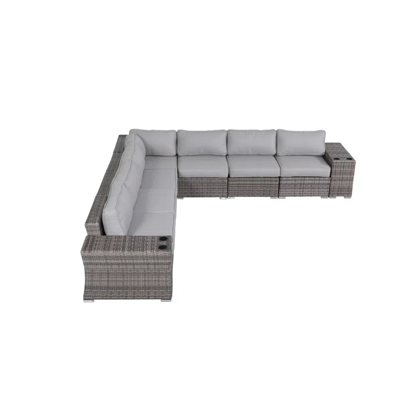 Fully Assembled Outdoor Wicker Patio Sofa Quick Setup Pre Assembled Patio Furniture Grey Mix Wicker