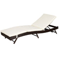 Outsunny Patio Chaise Lounge, Pool Chair With 5 Position Adjustable Backrest & Cushion, Outdoor Pe Rattan Wicker Sun Tanning Seat, 78.75