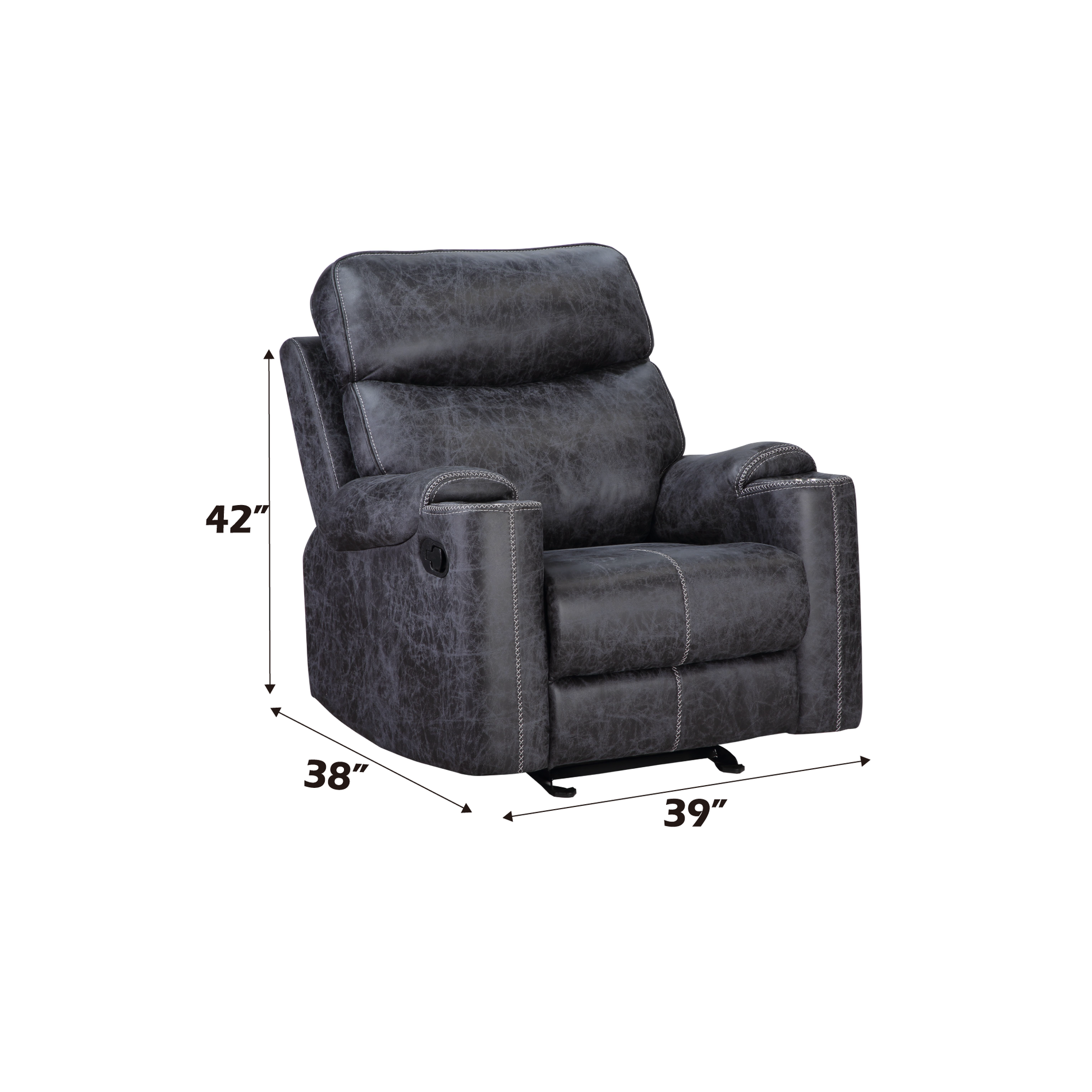 Hirah Motion Glider Recliner, Dark Gray Polish Microfiber Lv02572 Dark Gray Upholstered