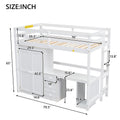 Twin Size Loft Bed With Wardrobe, Desk And Storage Drawers, White Twin White Pine
