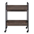 Jerrick Walnut & Black Finish Serving Cart Black,Walnut Metal,Synthetic Wood