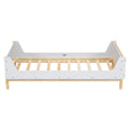 Twin Bed With Headboard, Footboard, Safeguards, Built In Bed End Book Storage Rack ,White Twin White American Design Pine