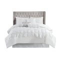 7 Piece Tufted Comforter Set White King King White Polyester