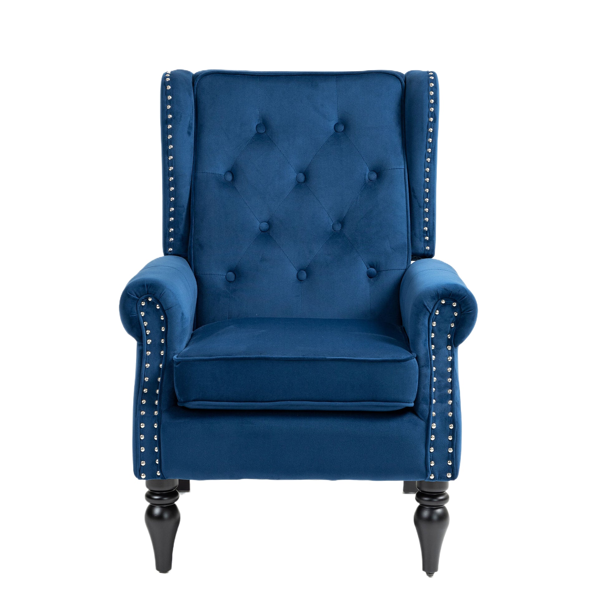Coolmore Wood Frame Armchair, Modern Accent Chair Lounge Chair With Sturdy Wood Legs For Living Room Bedroom Navy Navy Foam Velvet
