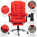 Homcom High Back Ergonomic Executive Office Chair, Pu Leather Computer Chair With Retractable Footrest, Lumbar Support, Padded Headrest And Armrest, Red Red Pu Leather