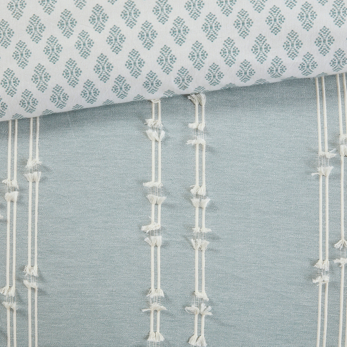 3 Piece Cotton Jacquard Comforter Set Aqua King Cal King King Aqua Cotton