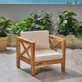 Brava Club Chair Teak Wood Waterproof Fabric