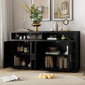 4 Door Classic Sideboard With Open Storage And Adjustable Shelves Perfect For Kitchens, Living Rooms Black Black Mdf