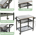 3 Shelf Outdoor Grill Table, Grill Cart With Wheels, Outdoor Pizza Oven And Food Prep Table, Blackstone Table With Stainless Steel Tabletop, Grill Stand For Blackstone Griddle For Outside Bbq Grey