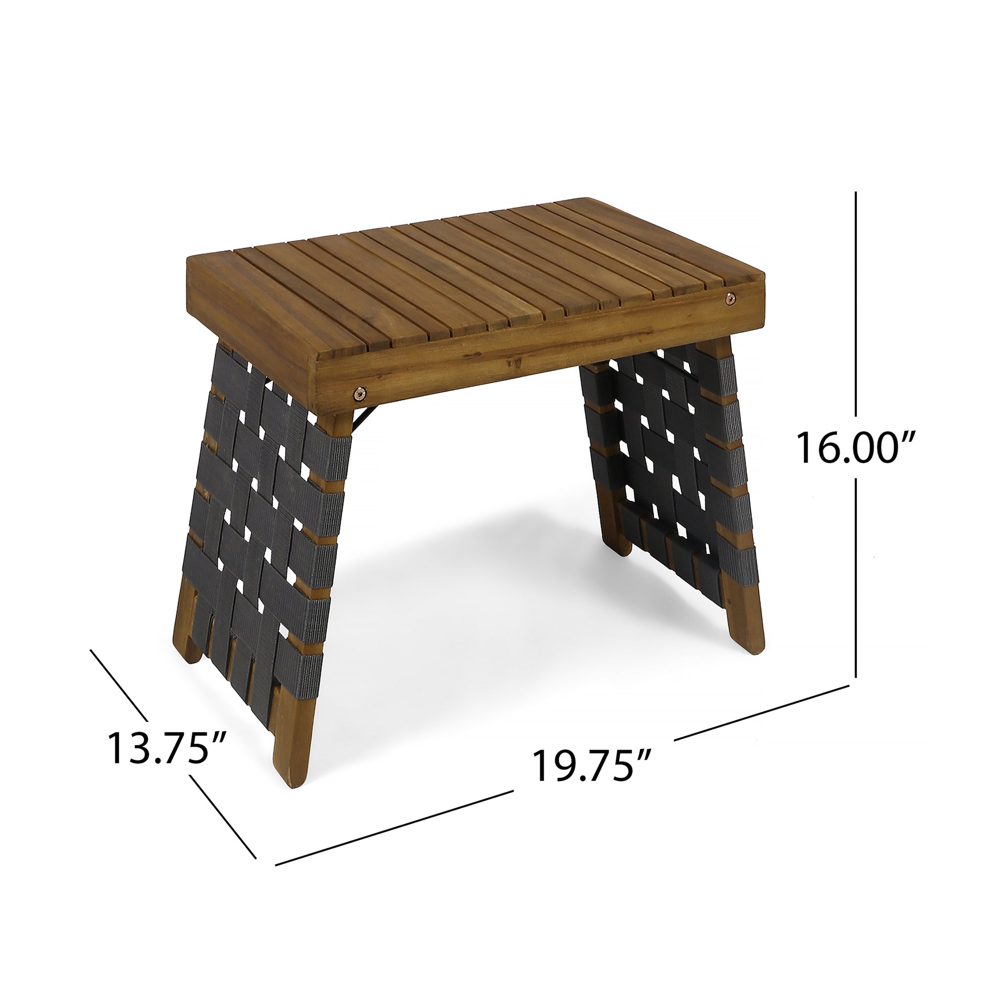 Huntsville Foldable Side Table Black Brown Acacia Wood