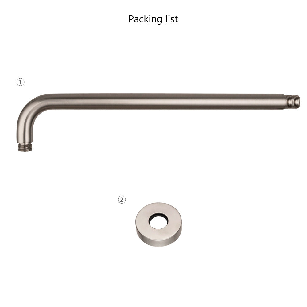 16" Shower Arm With Flange, Brushed Nickel Brushed Nickel Stainless Steel