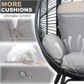 Patio Pe Wicker Egg Chair Model 2 With Black Color Rattan Grey Cushion Yes Black Foam Steel