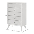 White 5 Drawer Chest With Tapered Legs White Bedroom Modern Wood