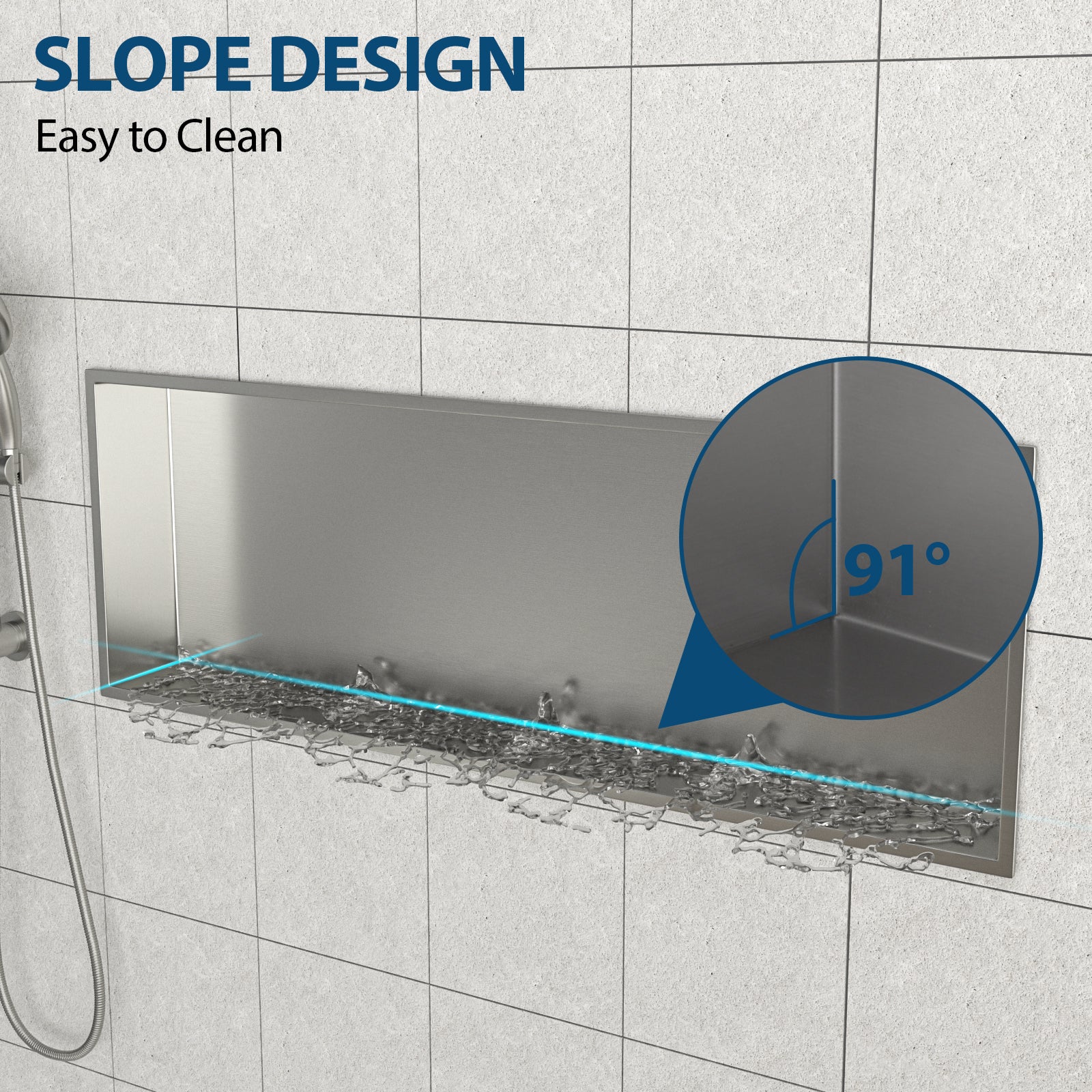 37" X 13" Stainless Steel Shower Niche, Brushed Nickel Brushed Nickel Stainless Steel