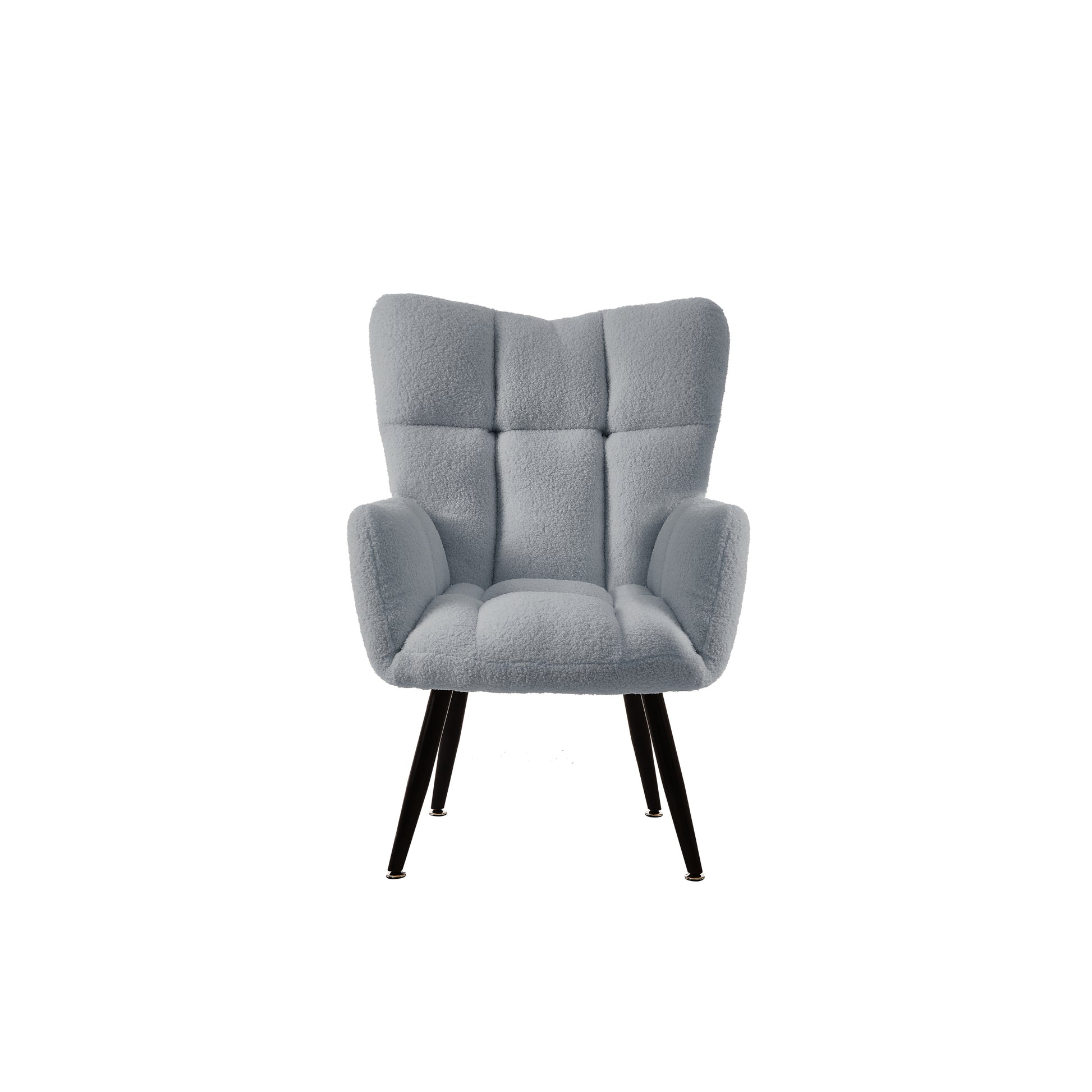 Modern Single Sofa Armchair With High Backrest Comfy Reading Chair For Small Spaces Living Room Bedroom Apartment Color:Blue Light Blue Teddy