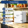 9 Cans Compact Mini Fridge, Warmer And Cooler Portable Refrigerator With Observation, Freon Free & Eco Friendly, 6L With Window, White White Polypropylene