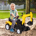 Aosom Kids Ride On Excavator, Pedal Digger, Construction Truck With Horn For Kids And Toddlers 3 , Yellow Yellow Iron Plastic