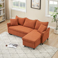 This 80 Inch Orange Corduroy L Shaped Sofa Comes With Two Small Throw Pillows That Can Be Converted Into A Sofa Bed For Storage Orange Corduroy 3 Seat