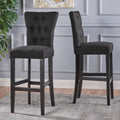 Barstool2Pcs Set Dark Grey Wood Fabric