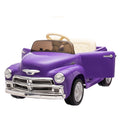 12V Kids Ride On Truck Car W Parents Control, Licensed Chevrolet 3100 Pickup,Electric Car For Kid,Vintage Modeling,3 Speeds,Led Lights,Bluetooth,Usb,High Power Up To 3.11 Mph,Age 3 Purple Polypropylene