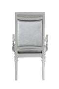 Maverick Fabric & Platinum Finish Arm Chair Set Of 2 Silver Fabric,Synthetic Wood