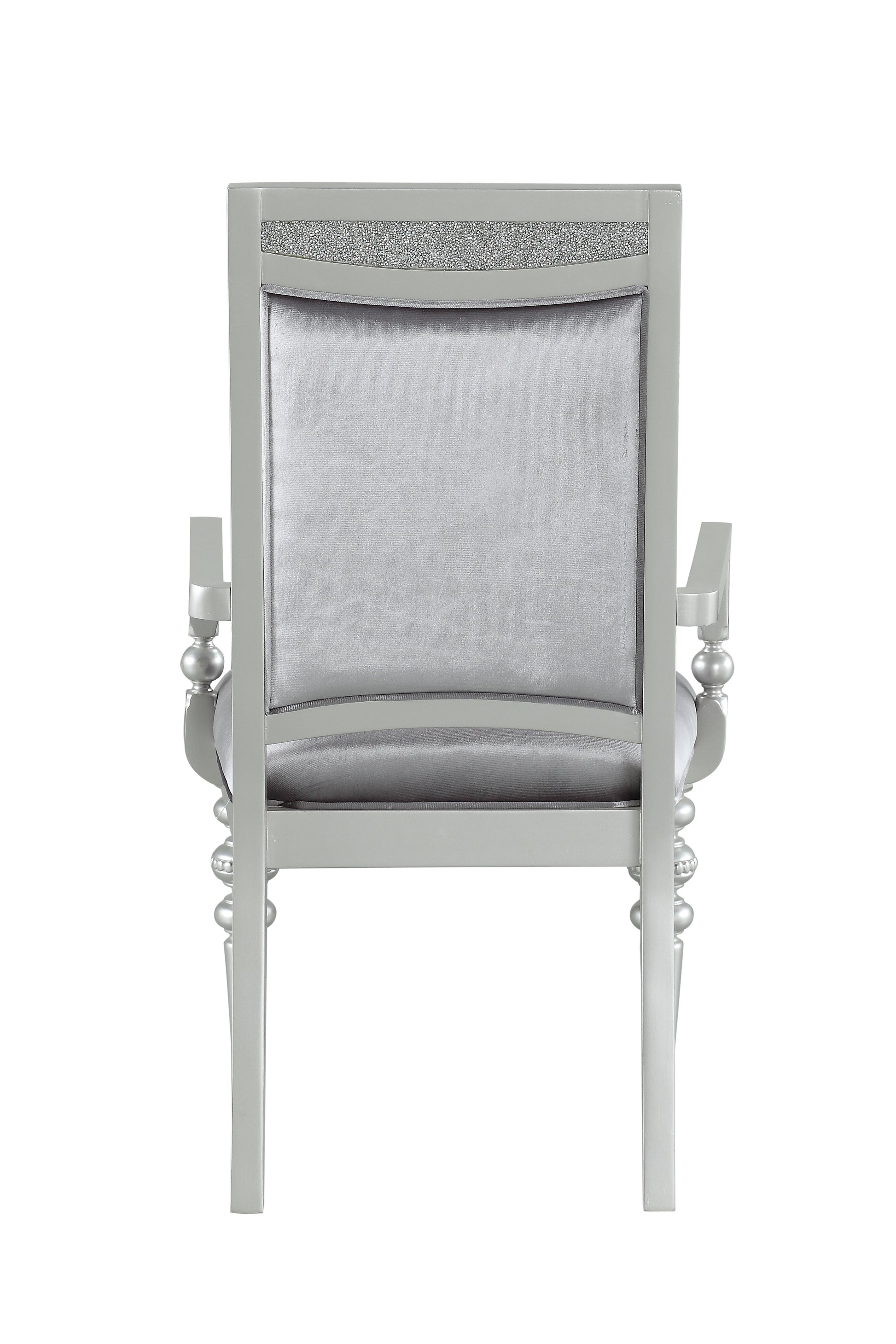 Maverick Fabric & Platinum Finish Arm Chair Set Of 2 Silver Fabric,Synthetic Wood