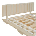 Queen Size Upholstered Floating Bed With Led Light And Usb Port, Velvet, Beige, Hydrualic Platform Bed Queen Beige Velvet