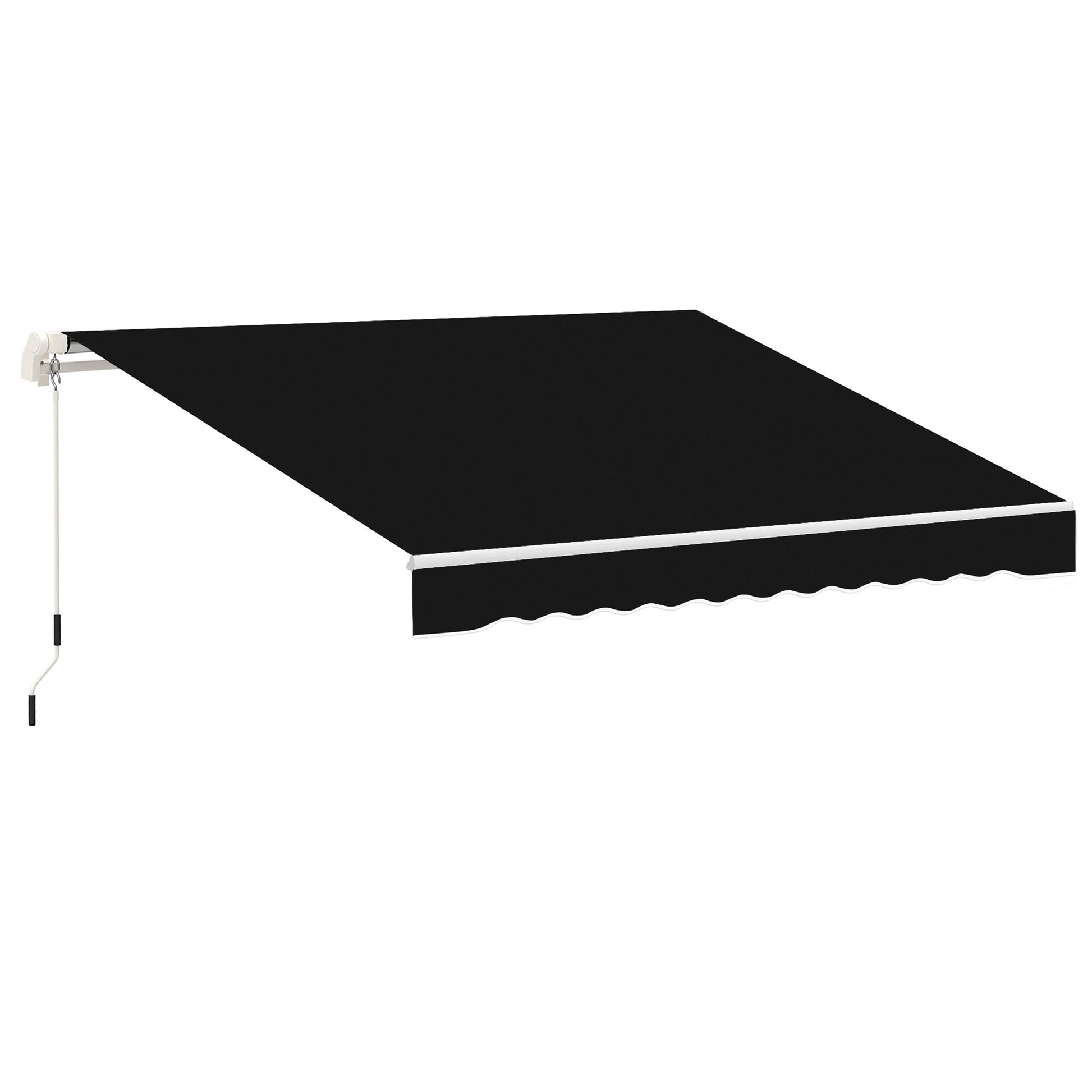 Outsunny 8' X 7' Patio Retractable Awning, Manual Exterior Sun Shade Deck Window Cover, Black Black Aluminum