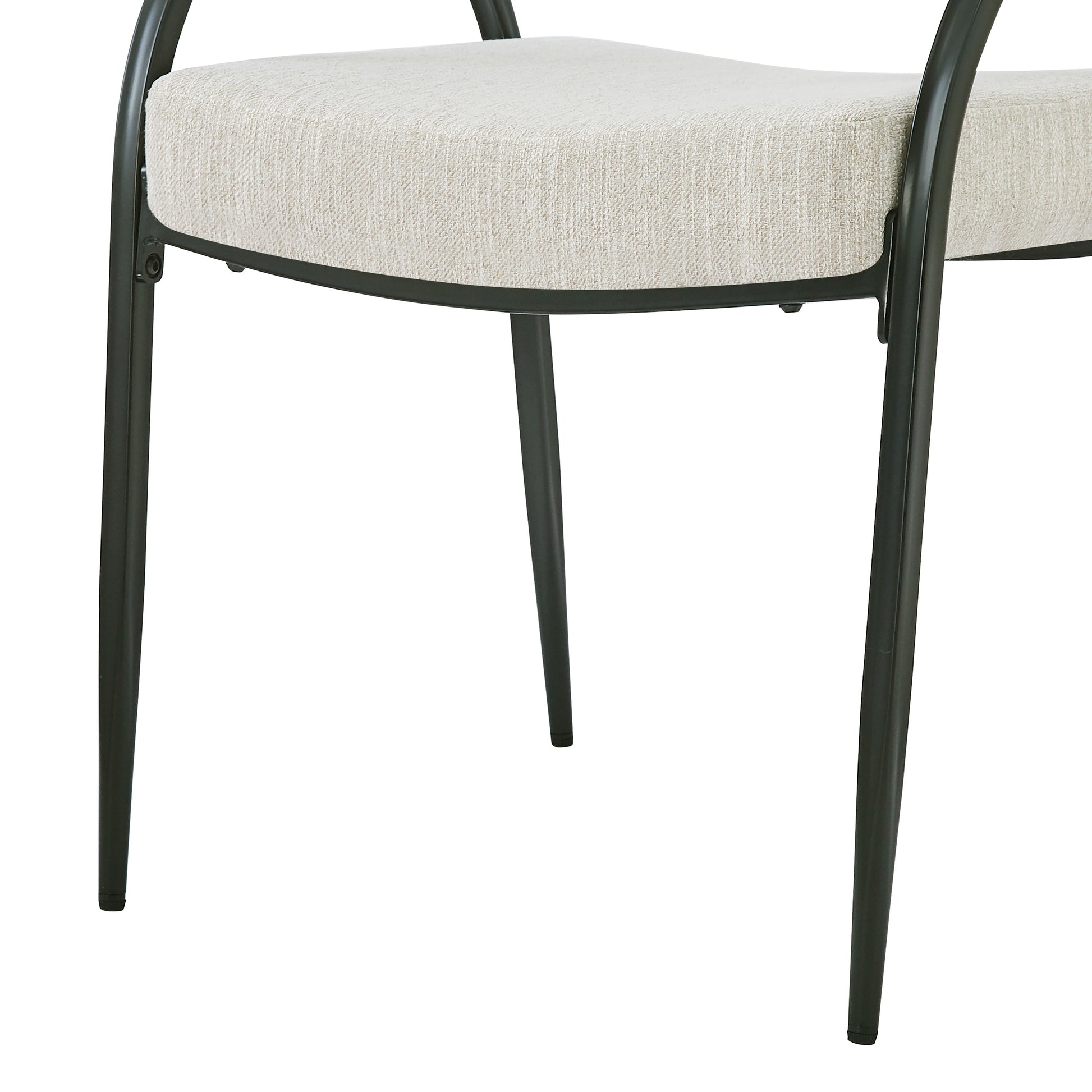 Upholstered Dining Chairs With Metal Legs Set Of 2 ,Beige Beige Fabric Metal