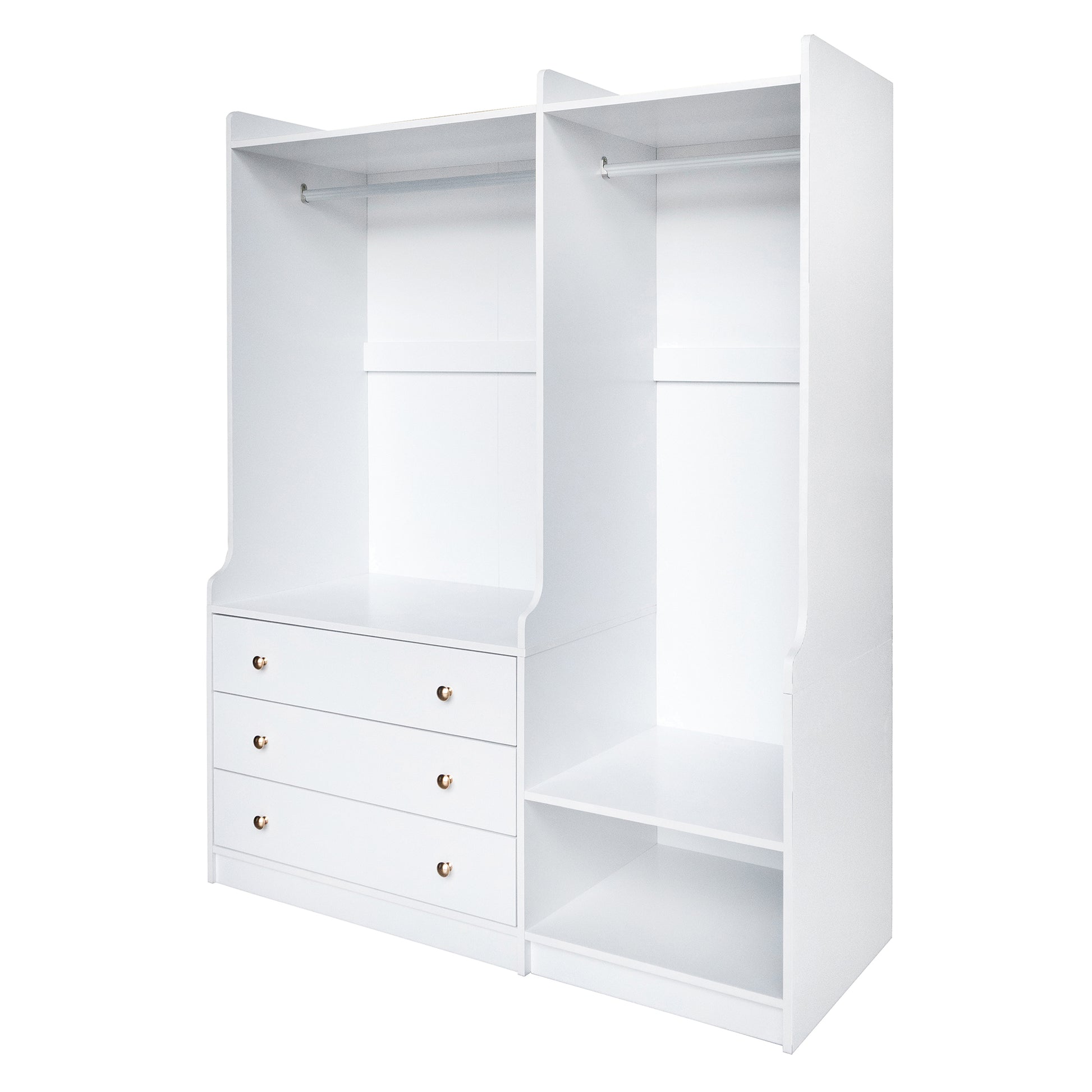 Open Wooden Wardrobe Storage For Bedroom, White White Particle Board