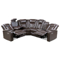 Luxury Living Room 3 Piece Power Reclining Sectional With Drop Down Cup Holders, Reading Lights, Console, Storage Arms With Cup Holders, Plush Seating, Premium Faux Leather Upholstery Dark Brown Faux Leather Wood Primary Living Space Luxury,Modern