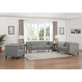 Arvo Leather Sofa Silver Grey Down Filling Genuine Leather 3 Seat