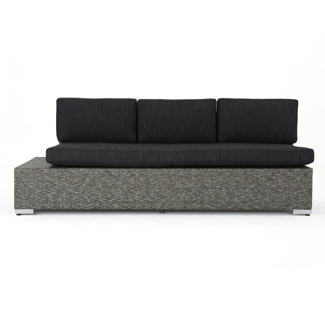 Puerta Left 3 Seater Sofa Black Gray Fabric