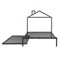 Full Size Metal Platform Bed With Twin Size Trundle,House Shaped Headboard Design, Black Full Black Metal