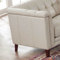 Arvo Leather Sofa Beige Down Filling Genuine Leather 3 Seat