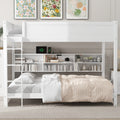 Queen Over Queen Bunk Bed With Storage Cabinets And Usb Ports, White Expected Arrival Time: 10.26 White Solid Wood Mdf