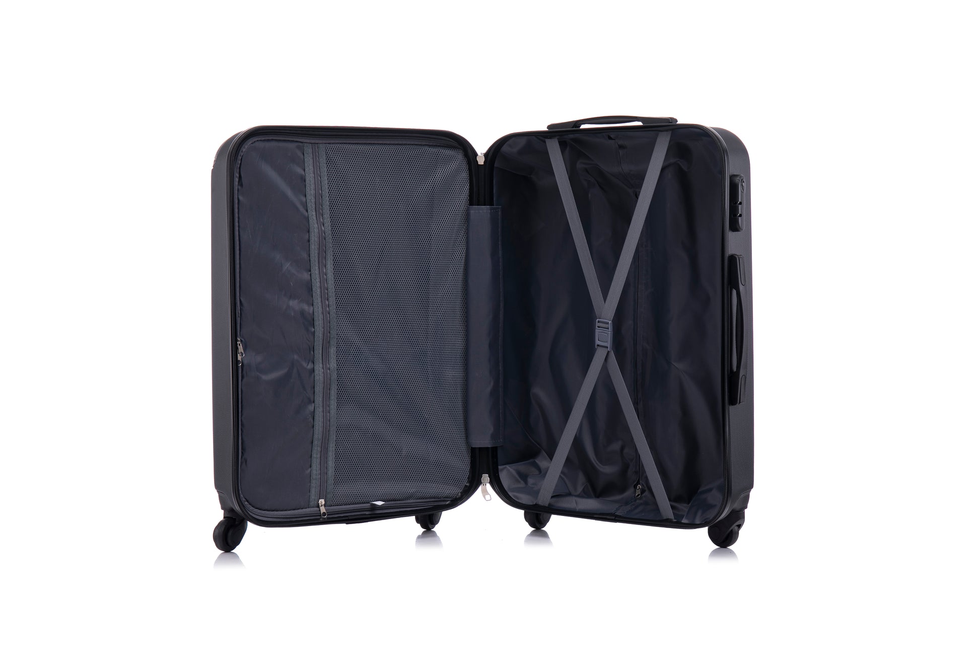 3 Piece Abs Hard Luggage Set With Universal Wheels And Luggage Password Lock, 20 24 28 Inches Black Abs