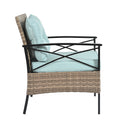 Patio Furniture, Outdoor Furniture, Seasonal Pe Wicker Furniture, Four Set Wicker Furniture With Black Metal Table Yes Brown Seats 4 Pe Rattan Iron Waterproof Fabric