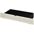 Queen Size Velvet Storage Platform Bed, With 2 Big Drawers, Twin Xl Size Trundle And Led Light, Beige Beige Velvet